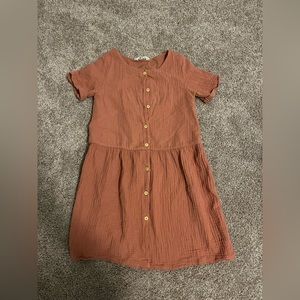 H&M Coral button up front short sleeved dress